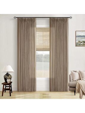 BNWT Latte Linen Pinch Pleated Curtains 40"W × 84"L 2 Panels